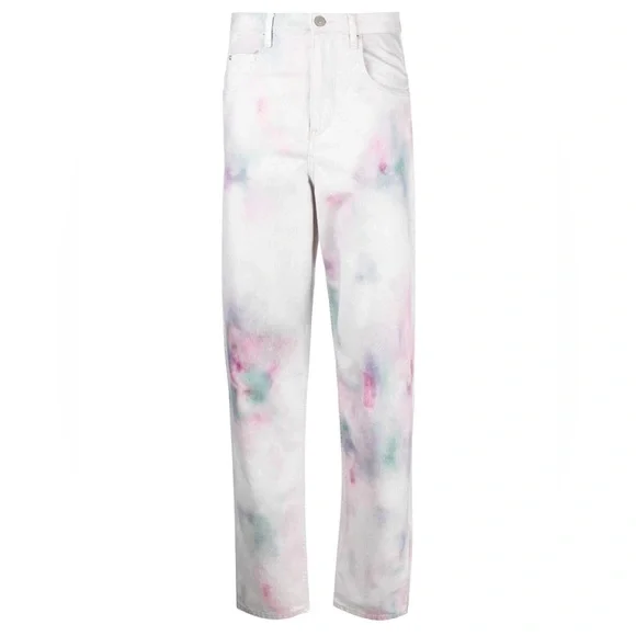 Isabel Marant Étoile Tie-Dye High Waisted Jeans Denim Pastel Cotton Batik - Picture 10 of 16